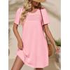 imageImily Bela Womens Summer Casual T Shirt Dress Short Sleeve Crewneck Pleated Front Loose Beach Flowy Mini DressesLight Pink