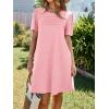 imageImily Bela Womens Summer Casual T Shirt Dress Short Sleeve Crewneck Pleated Front Loose Beach Flowy Mini DressesLight Pink
