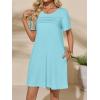 imageImily Bela Womens Summer Casual T Shirt Dress Short Sleeve Crewneck Pleated Front Loose Beach Flowy Mini DressesMint Green