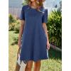 imageImily Bela Womens Summer Casual T Shirt Dress Short Sleeve Crewneck Pleated Front Loose Beach Flowy Mini DressesNavy