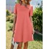 imageImily Bela Womens Summer Casual T Shirt Dress Short Sleeve Crewneck Pleated Front Loose Beach Flowy Mini DressesOrange Red