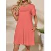 imageImily Bela Womens Summer Casual T Shirt Dress Short Sleeve Crewneck Pleated Front Loose Beach Flowy Mini DressesOrange Red