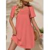 imageImily Bela Womens Summer Casual T Shirt Dress Short Sleeve Crewneck Pleated Front Loose Beach Flowy Mini DressesOrange Red