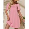 imageImily Bela Womens Summer Casual T Shirt Dress Short Sleeve Crewneck Pleated Front Loose Beach Flowy Mini DressesPink
