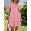 imageImily Bela Womens Summer Casual T Shirt Dress Short Sleeve Crewneck Pleated Front Loose Beach Flowy Mini DressesPink