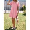 imageImily Bela Womens Summer Casual T Shirt Dress Short Sleeve Crewneck Pleated Front Loose Beach Flowy Mini DressesPink