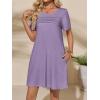 imageImily Bela Womens Summer Casual T Shirt Dress Short Sleeve Crewneck Pleated Front Loose Beach Flowy Mini DressesPurple