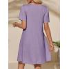 imageImily Bela Womens Summer Casual T Shirt Dress Short Sleeve Crewneck Pleated Front Loose Beach Flowy Mini DressesPurple