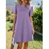 imageImily Bela Womens Summer Casual T Shirt Dress Short Sleeve Crewneck Pleated Front Loose Beach Flowy Mini DressesPurple