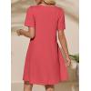 imageImily Bela Womens Summer Casual T Shirt Dress Short Sleeve Crewneck Pleated Front Loose Beach Flowy Mini DressesRed