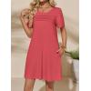 imageImily Bela Womens Summer Casual T Shirt Dress Short Sleeve Crewneck Pleated Front Loose Beach Flowy Mini DressesRed