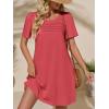 imageImily Bela Womens Summer Casual T Shirt Dress Short Sleeve Crewneck Pleated Front Loose Beach Flowy Mini DressesRed