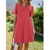imageImily Bela Womens Summer Casual T Shirt Dress Short Sleeve Crewneck Pleated Front Loose Beach Flowy Mini DressesRed