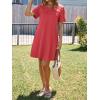 imageImily Bela Womens Summer Casual T Shirt Dress Short Sleeve Crewneck Pleated Front Loose Beach Flowy Mini DressesRed