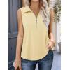 imageImily Bela Womens Summer Sleeveless Tank Tops Zipper V Neck Ribbed Dressy Casual Blouses Loose Business Polo ShirtsApricot