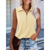 imageImily Bela Womens Summer Sleeveless Tank Tops Zipper V Neck Ribbed Dressy Casual Blouses Loose Business Polo ShirtsApricot