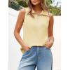 imageImily Bela Womens Summer Sleeveless Tank Tops Zipper V Neck Ribbed Dressy Casual Blouses Loose Business Polo ShirtsApricot