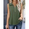 imageImily Bela Womens Summer Sleeveless Tank Tops Zipper V Neck Ribbed Dressy Casual Blouses Loose Business Polo ShirtsArmy Green