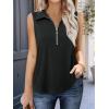 imageImily Bela Womens Summer Sleeveless Tank Tops Zipper V Neck Ribbed Dressy Casual Blouses Loose Business Polo ShirtsBlack
