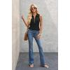imageImily Bela Womens Summer Sleeveless Tank Tops Zipper V Neck Ribbed Dressy Casual Blouses Loose Business Polo ShirtsBlack