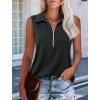 imageImily Bela Womens Summer Sleeveless Tank Tops Zipper V Neck Ribbed Dressy Casual Blouses Loose Business Polo ShirtsBlack