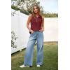 imageImily Bela Womens Summer Sleeveless Tank Tops Zipper V Neck Ribbed Dressy Casual Blouses Loose Business Polo ShirtsBurgundy
