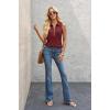 imageImily Bela Womens Summer Sleeveless Tank Tops Zipper V Neck Ribbed Dressy Casual Blouses Loose Business Polo ShirtsBurgundy