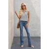 imageImily Bela Womens Summer Sleeveless Tank Tops Zipper V Neck Ribbed Dressy Casual Blouses Loose Business Polo ShirtsLight Grey