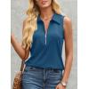 imageImily Bela Womens Summer Sleeveless Tank Tops Zipper V Neck Ribbed Dressy Casual Blouses Loose Business Polo ShirtsNavy