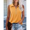imageImily Bela Womens Summer Sleeveless Tank Tops Zipper V Neck Ribbed Dressy Casual Blouses Loose Business Polo ShirtsOrange