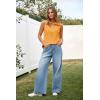 imageImily Bela Womens Summer Sleeveless Tank Tops Zipper V Neck Ribbed Dressy Casual Blouses Loose Business Polo ShirtsOrange