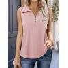 imageImily Bela Womens Summer Sleeveless Tank Tops Zipper V Neck Ribbed Dressy Casual Blouses Loose Business Polo ShirtsPink