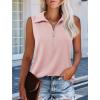 imageImily Bela Womens Summer Sleeveless Tank Tops Zipper V Neck Ribbed Dressy Casual Blouses Loose Business Polo ShirtsPink