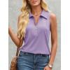 imageImily Bela Womens Summer Sleeveless Tank Tops Zipper V Neck Ribbed Dressy Casual Blouses Loose Business Polo ShirtsViolet