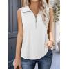 imageImily Bela Womens Summer Sleeveless Tank Tops Zipper V Neck Ribbed Dressy Casual Blouses Loose Business Polo ShirtsWhite