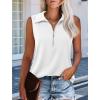 imageImily Bela Womens Summer Sleeveless Tank Tops Zipper V Neck Ribbed Dressy Casual Blouses Loose Business Polo ShirtsWhite