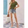 imageImily Bela Womens Summer Tops Dressy Casual Short Sleeve Lace Trendy Shirts Crewneck T Shirt Hollow Out Loose BlousesArmy Green