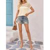 imageImily Bela Womens Summer Tops Dressy Casual Short Sleeve Lace Trendy Shirts Crewneck T Shirt Hollow Out Loose BlousesBeige
