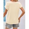 imageImily Bela Womens Summer Tops Dressy Casual Short Sleeve Lace Trendy Shirts Crewneck T Shirt Hollow Out Loose BlousesBeige