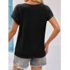 imageImily Bela Womens Summer Tops Dressy Casual Short Sleeve Lace Trendy Shirts Crewneck T Shirt Hollow Out Loose BlousesBlack