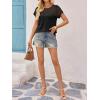 imageImily Bela Womens Summer Tops Dressy Casual Short Sleeve Lace Trendy Shirts Crewneck T Shirt Hollow Out Loose BlousesBlack
