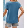 imageImily Bela Womens Summer Tops Dressy Casual Short Sleeve Lace Trendy Shirts Crewneck T Shirt Hollow Out Loose BlousesBlue