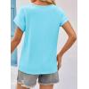 imageImily Bela Womens Summer Tops Dressy Casual Short Sleeve Lace Trendy Shirts Crewneck T Shirt Hollow Out Loose BlousesBluegreen