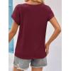 imageImily Bela Womens Summer Tops Dressy Casual Short Sleeve Lace Trendy Shirts Crewneck T Shirt Hollow Out Loose BlousesBurgundy