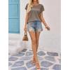 imageImily Bela Womens Summer Tops Dressy Casual Short Sleeve Lace Trendy Shirts Crewneck T Shirt Hollow Out Loose BlousesCoffee