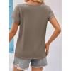 imageImily Bela Womens Summer Tops Dressy Casual Short Sleeve Lace Trendy Shirts Crewneck T Shirt Hollow Out Loose BlousesCoffee
