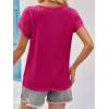 imageImily Bela Womens Summer Tops Dressy Casual Short Sleeve Lace Trendy Shirts Crewneck T Shirt Hollow Out Loose BlousesFuchsia