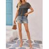 imageImily Bela Womens Summer Tops Dressy Casual Short Sleeve Lace Trendy Shirts Crewneck T Shirt Hollow Out Loose BlousesGrey