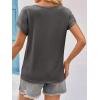 imageImily Bela Womens Summer Tops Dressy Casual Short Sleeve Lace Trendy Shirts Crewneck T Shirt Hollow Out Loose BlousesGrey
