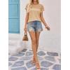 imageImily Bela Womens Summer Tops Dressy Casual Short Sleeve Lace Trendy Shirts Crewneck T Shirt Hollow Out Loose BlousesKhaki